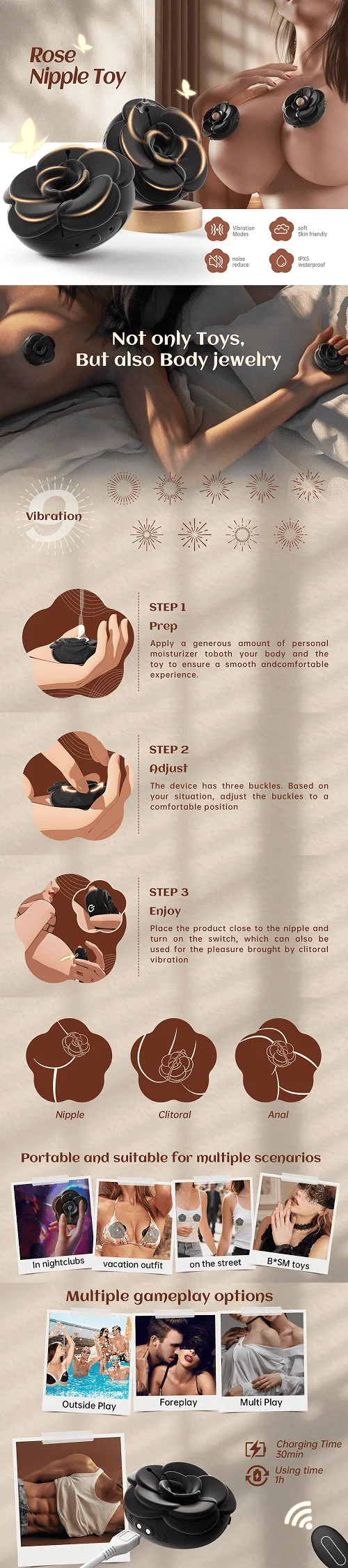Rosara Vibrating Nipple Clamps