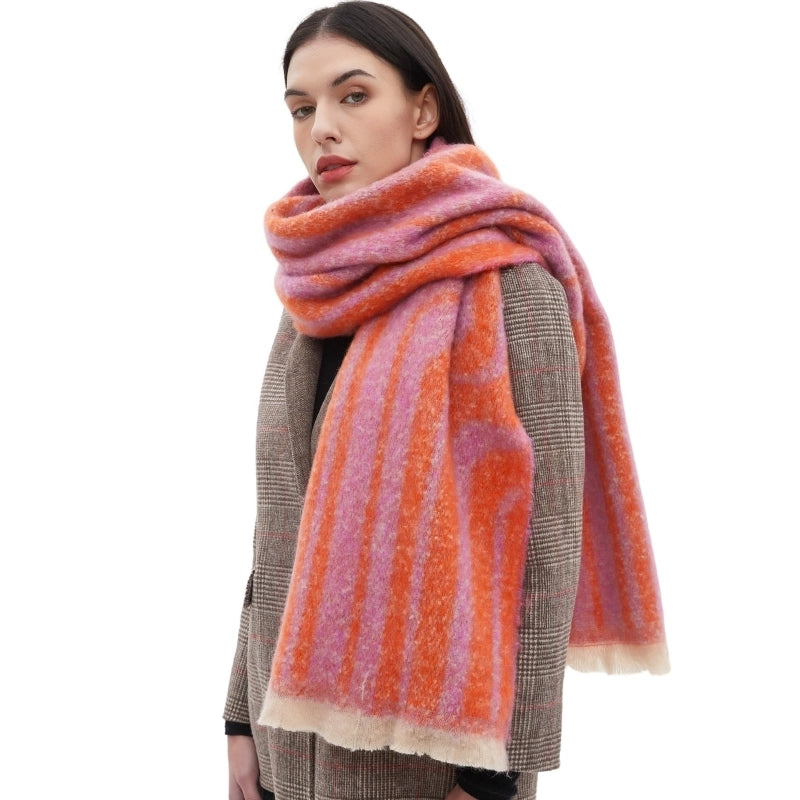 Women's Casual Minimalist Stripe Polyester Scarf