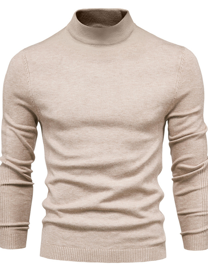 Autumn and Winter Thickened Warm Sweater Men Mid-neck Slim Men's Sweater Men's Multi-color Knit Sweater
