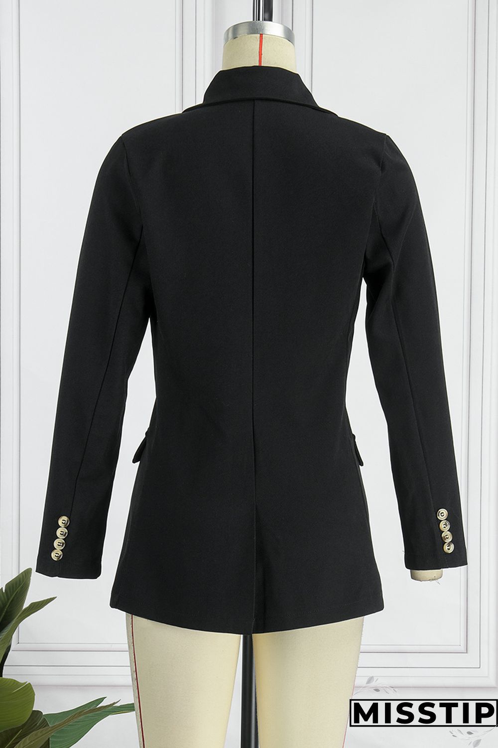 Black Casual Solid Patchwork Turn-back Collar Outerwear