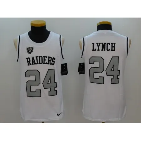 Men's  Oakland Raiders #24 Marshawn Lynch White Stitched NFL Limited Tank Top Jersey