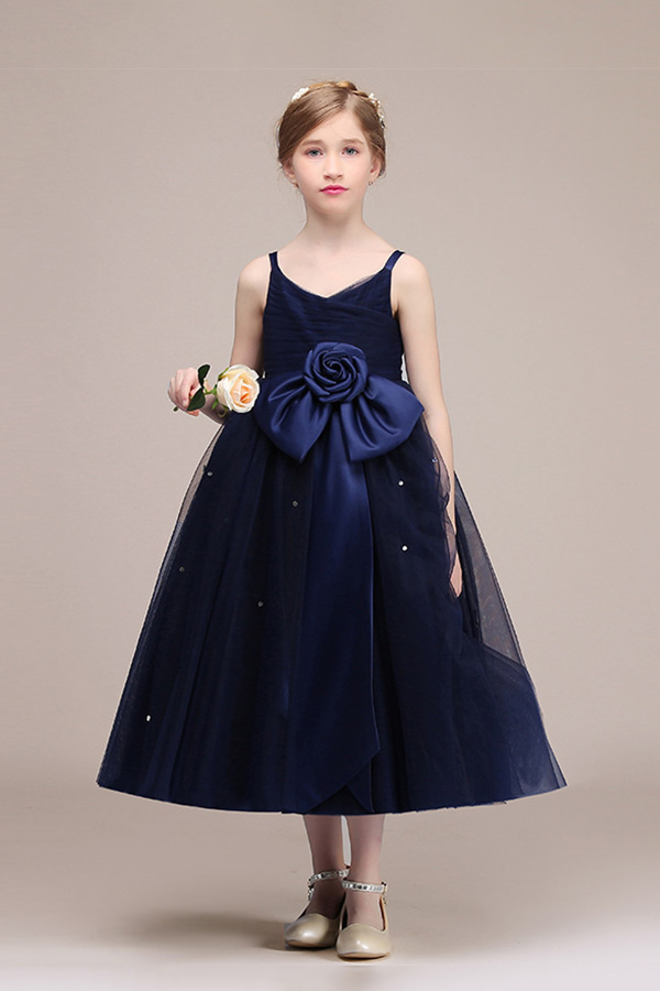 Bellasprom Amazing V Neck Spaghetti Strap Flower Girl Dress Tulle Bellasprom