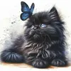 Butterfly And Black Cat-18CT Stamped Cross Stitch 25*25cm/9.84*9.84in tapestrymarket