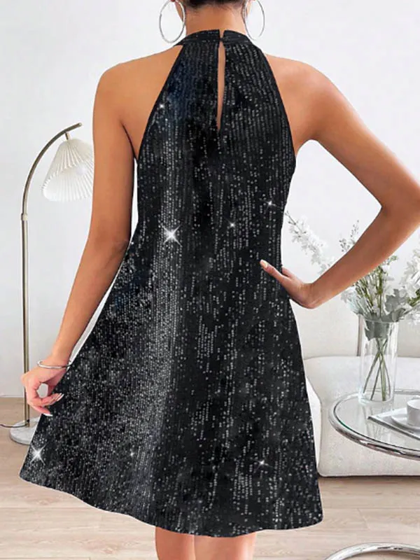 Sequined Solid Short Sleeves