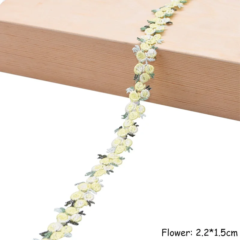 2Yards Flower Embroidered Lace Trim Ribbons Fabric Trim DIY Sewing Handmade Craft Materials Clothes Accessories Home Decoration