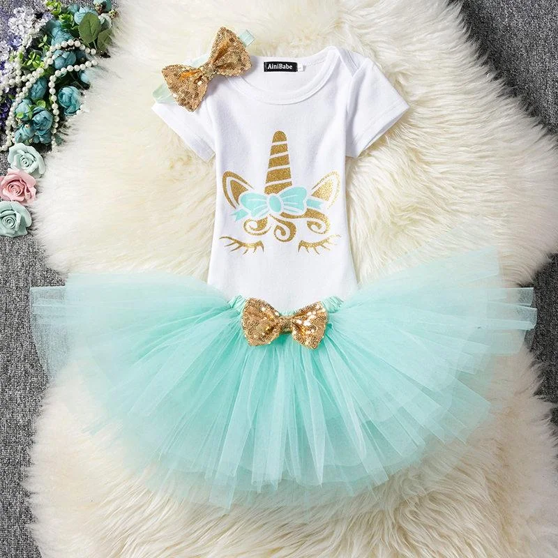 Little Princess Floral Unicorn Dress For Baby Girls 1 Year Birthday Dress Cake Smash Outfits Infant 12 Months  Christening Gown
