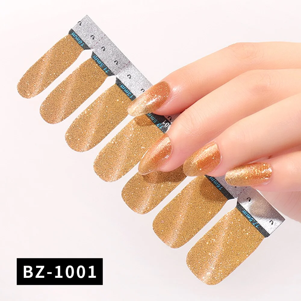 1sheet Nail Wrap Glitter Cat Eyes Nail Art Stickers Full Cover Tips 2021 New Arrival DIY Self-Adhesive Nagel Manicure