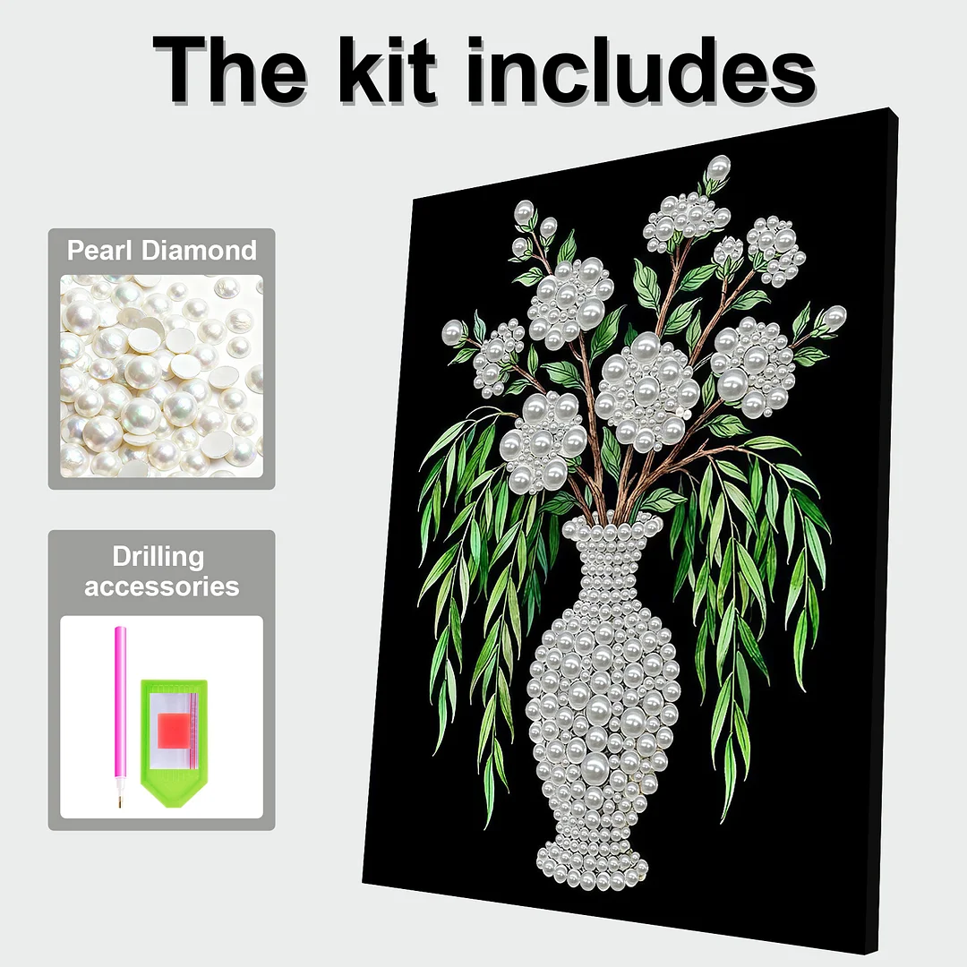 Vase - DIY Pearl Diamond Art Kit With Frame 30*40cm