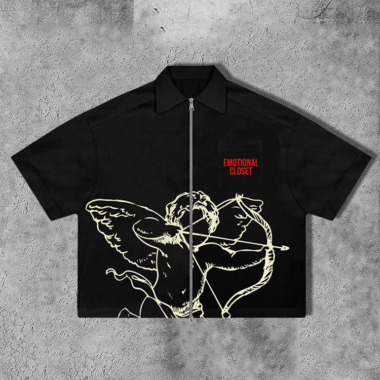 “Angels” Zipper Short Sleeve Shirts