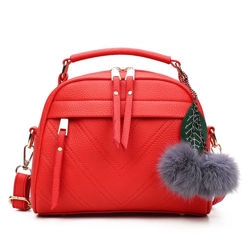 PU Leather Handbag For Women Girl Fashion Tassel Messenger Bags With Ball Bolsa Female Shoulder Bags Ladies Party Crossby Bag