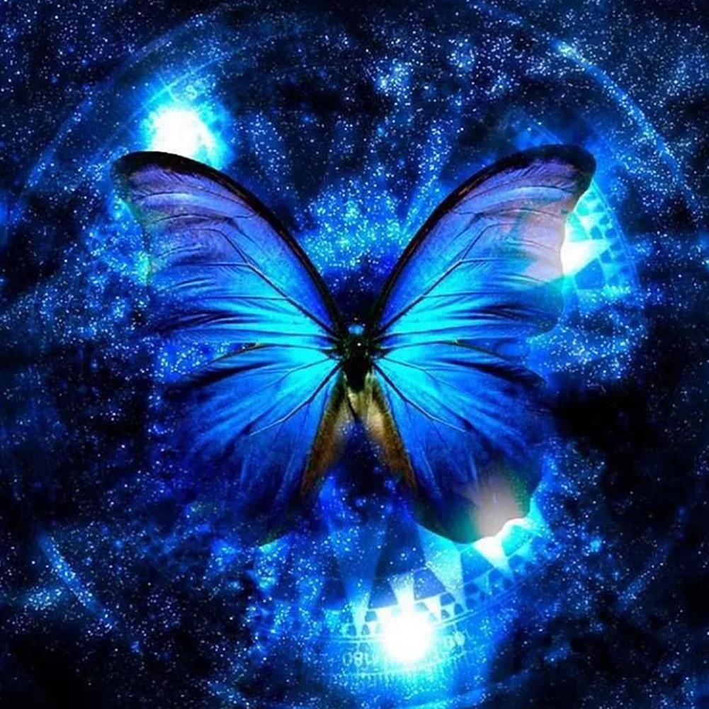 Diamond Painting - Full Round Drill - Blue Butterfly(30*30cm)