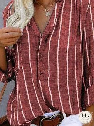 Blouses Simple And Fashionable Printed Stripes Blouses for Women