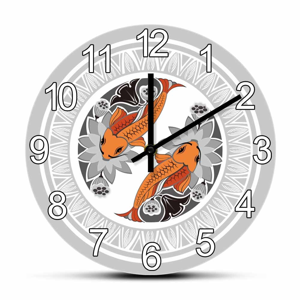 

Chinese Carp Fish Yin Yang Feng Shui - Frameless Acrylic Wall Clock, 501 Original