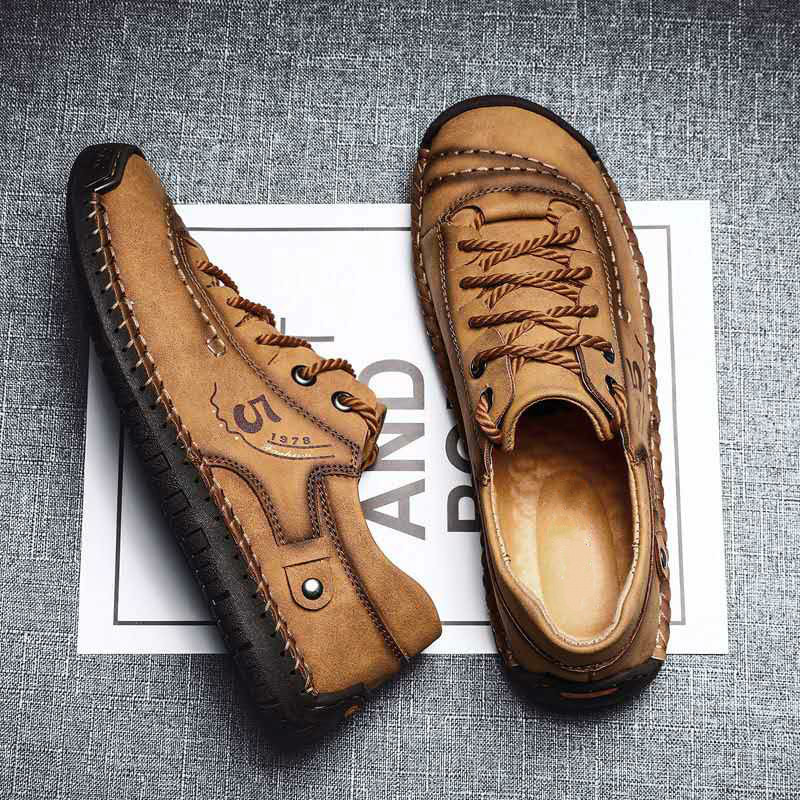 ArmandoTM Vintage Leather Handstitching Casual Shoes With Supportive