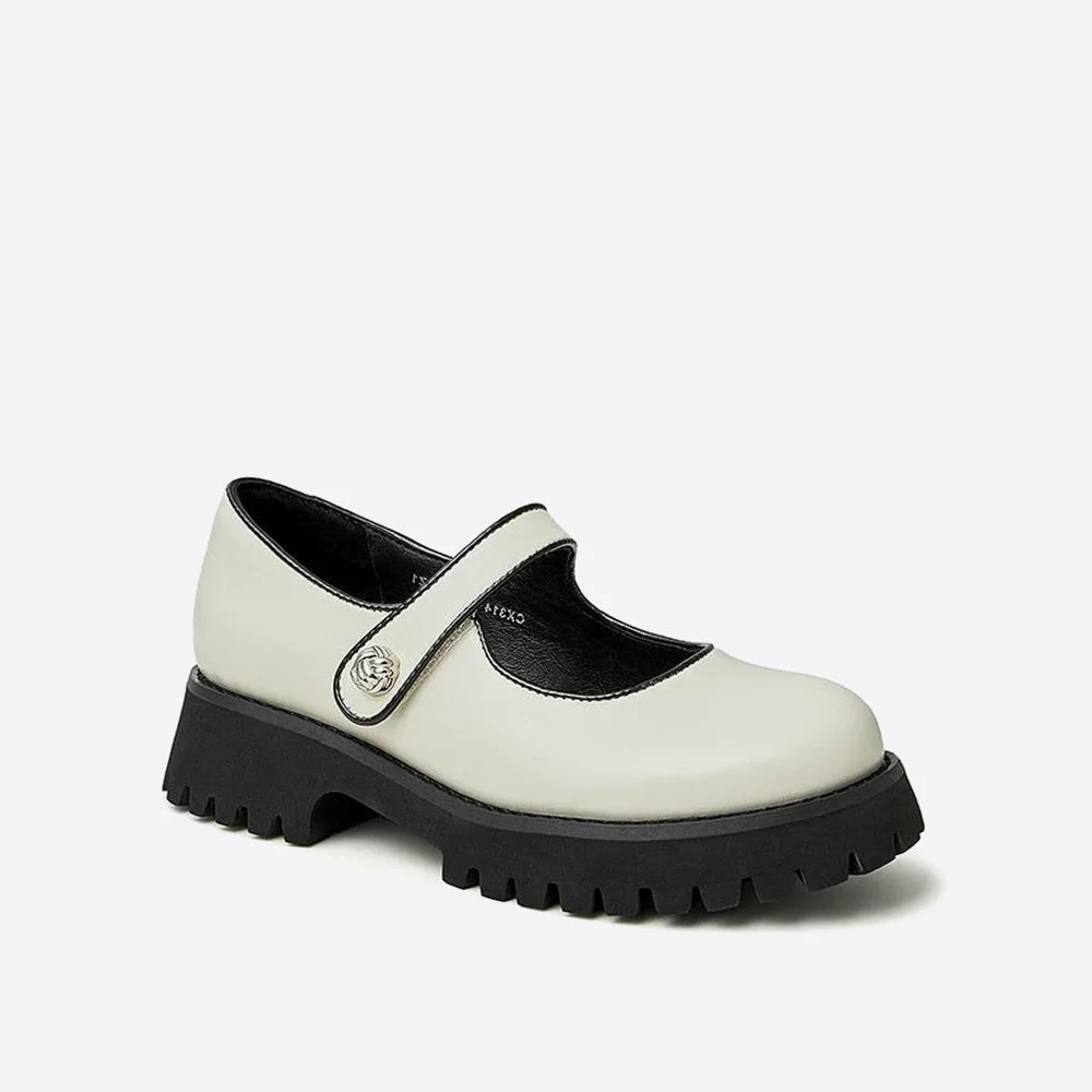 Fashion Clor Blocking Slip-on Wedge Mary Janes