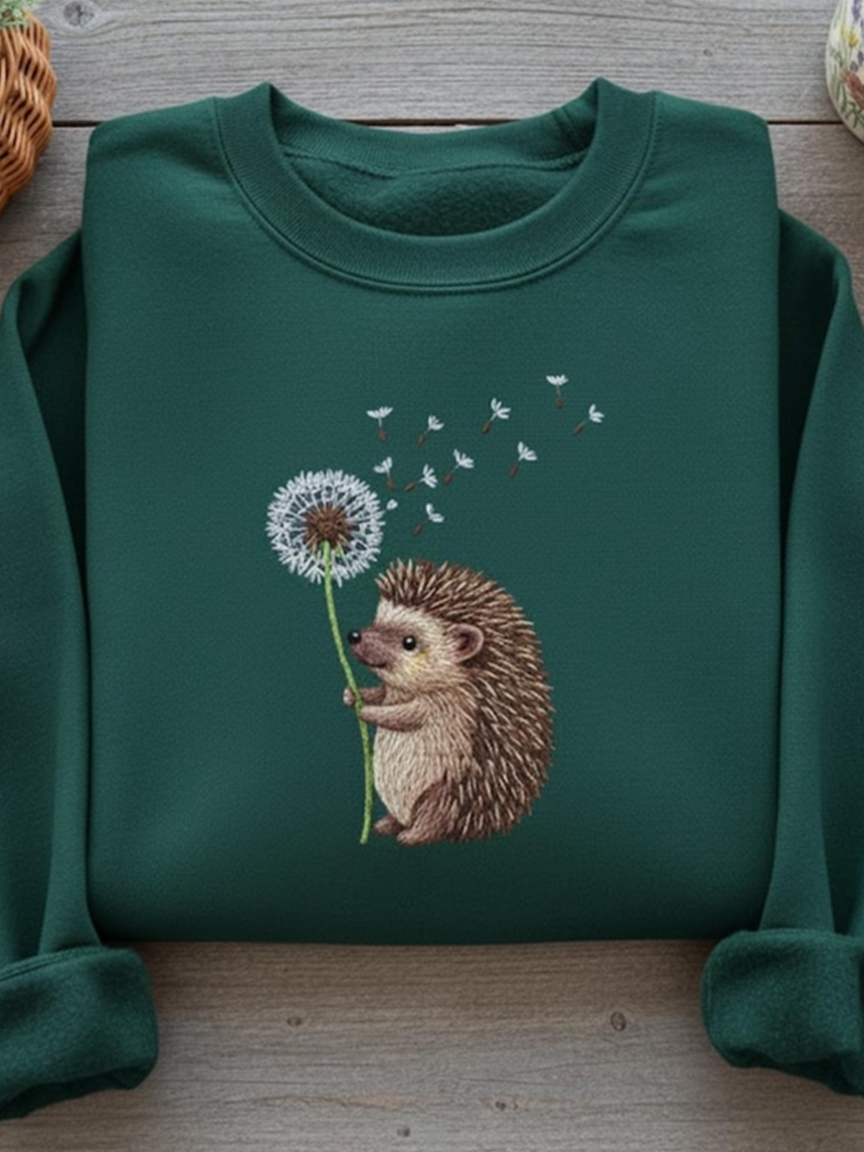 Embroidered Hedgehog Dandelion Sweatshirt wearshes