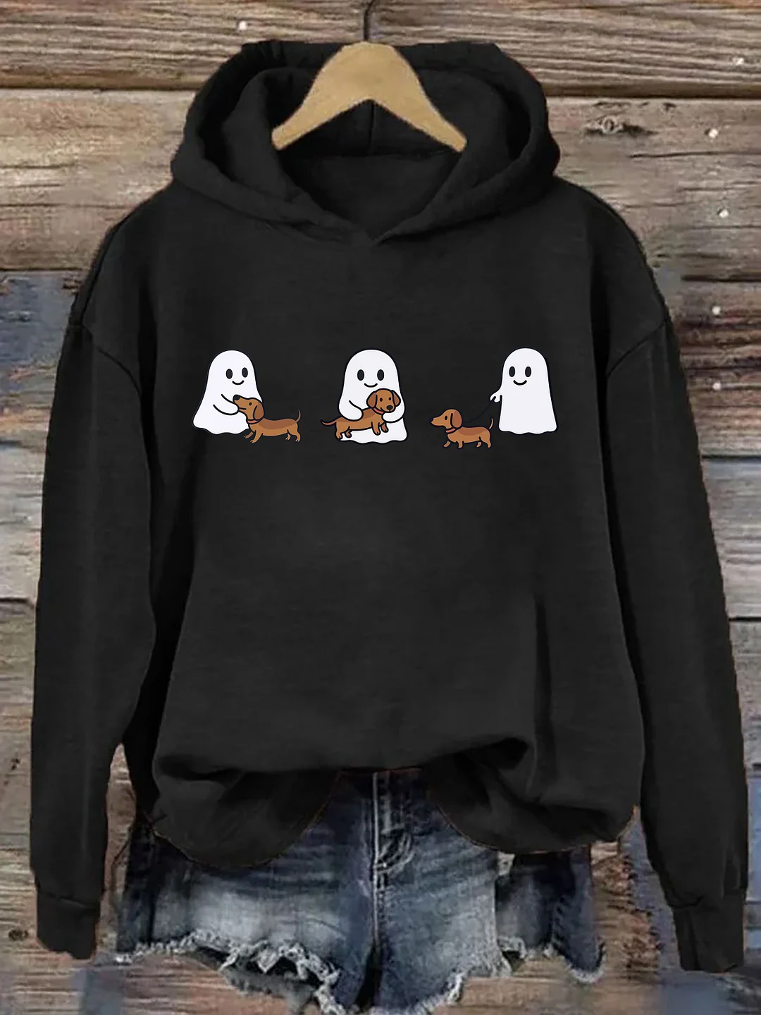 Ghost Trio Halloween Dachshund Hoodie