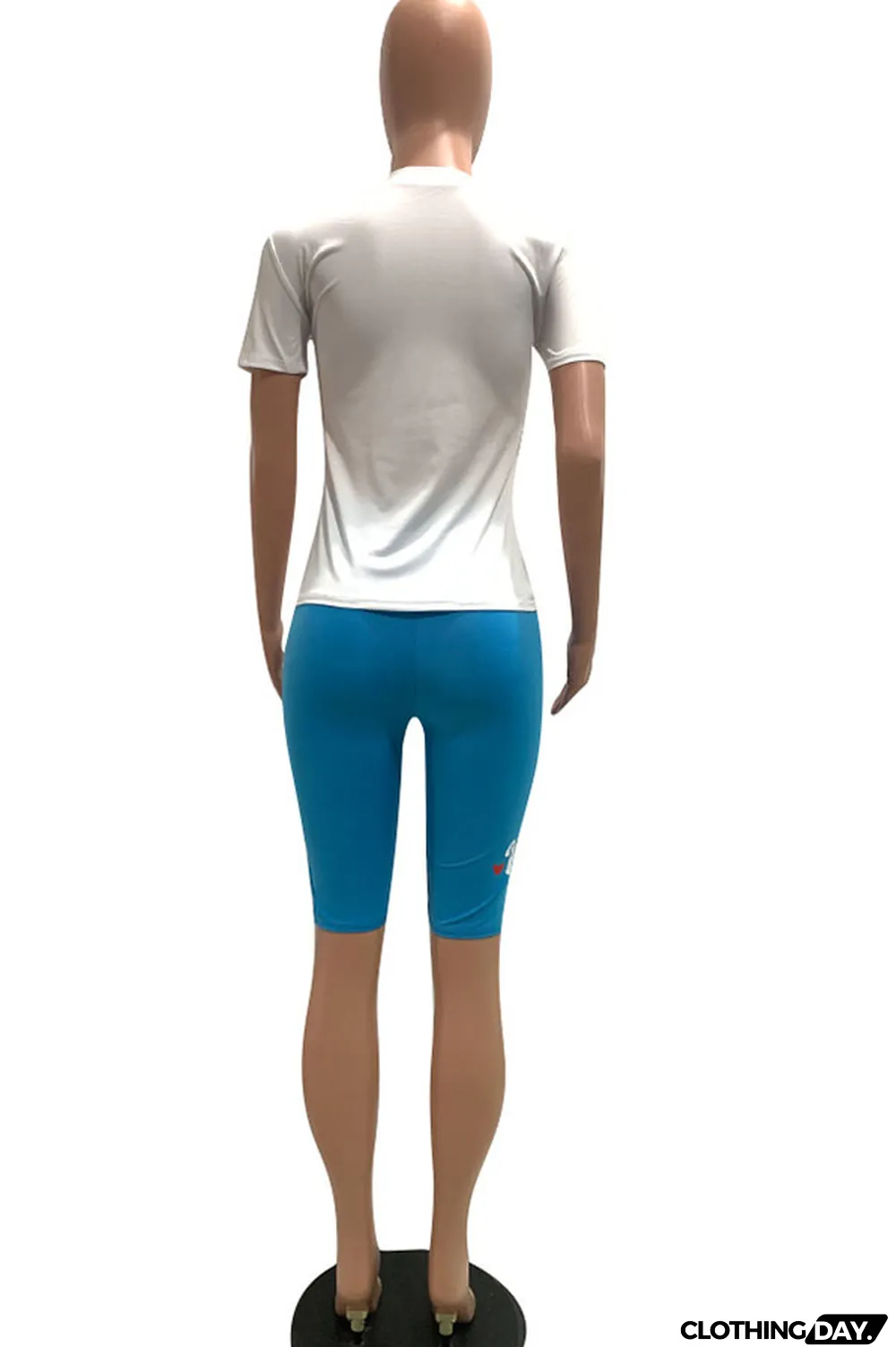 Yellow Fashion Casual Letter Print Two Piece Suits pencil Short Sleeve Two Pieces