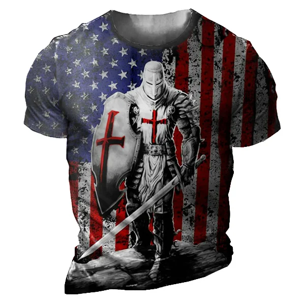 Men's Tactical Templar Print Short Sleeve T-shirt