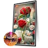 Stained Glass Red Flowers 30*40cm(canvas) full round drill diamond painting