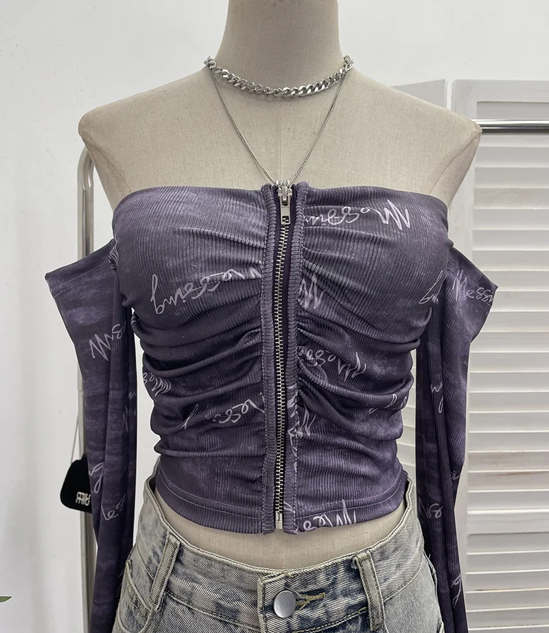 Brownm Real Shoot Hottie Sexy Shoulder Bra Strap Chest Mat Blouse Long Sleeves Short-Sleeved Umbilly T-Shirt 6005