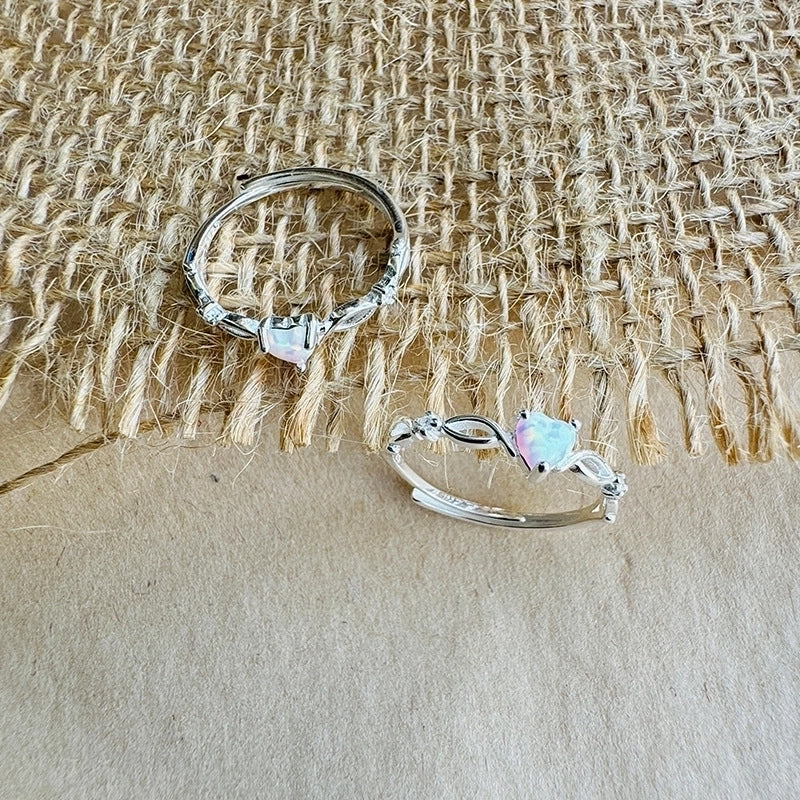 925 Sterling Silver Heart Shape Open Rings