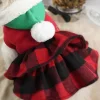 Pet Supplies Puppy Kitten Christmas Plaid Skirt Winter