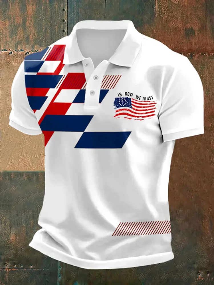 Men's Independence Day Faith Printed Casual Polo Shirt