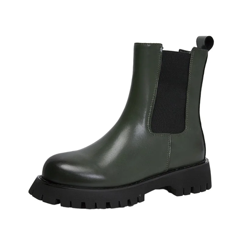 Luxury Chelsea Boots Women 2021 Fashion Ankle Boots Female Shoes Ladies Brown Black BV PU Leather Platform Short Boots Designer