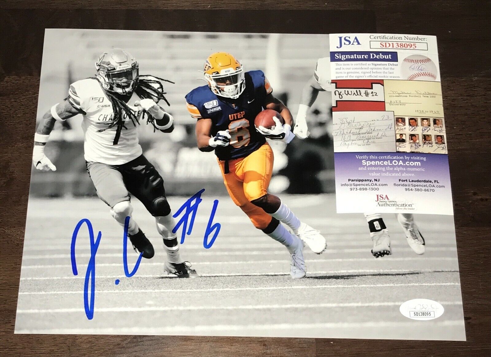 Jacob Cowing UTEP Miners Signed Autographed 8x10 Photo Poster painting JSA N4