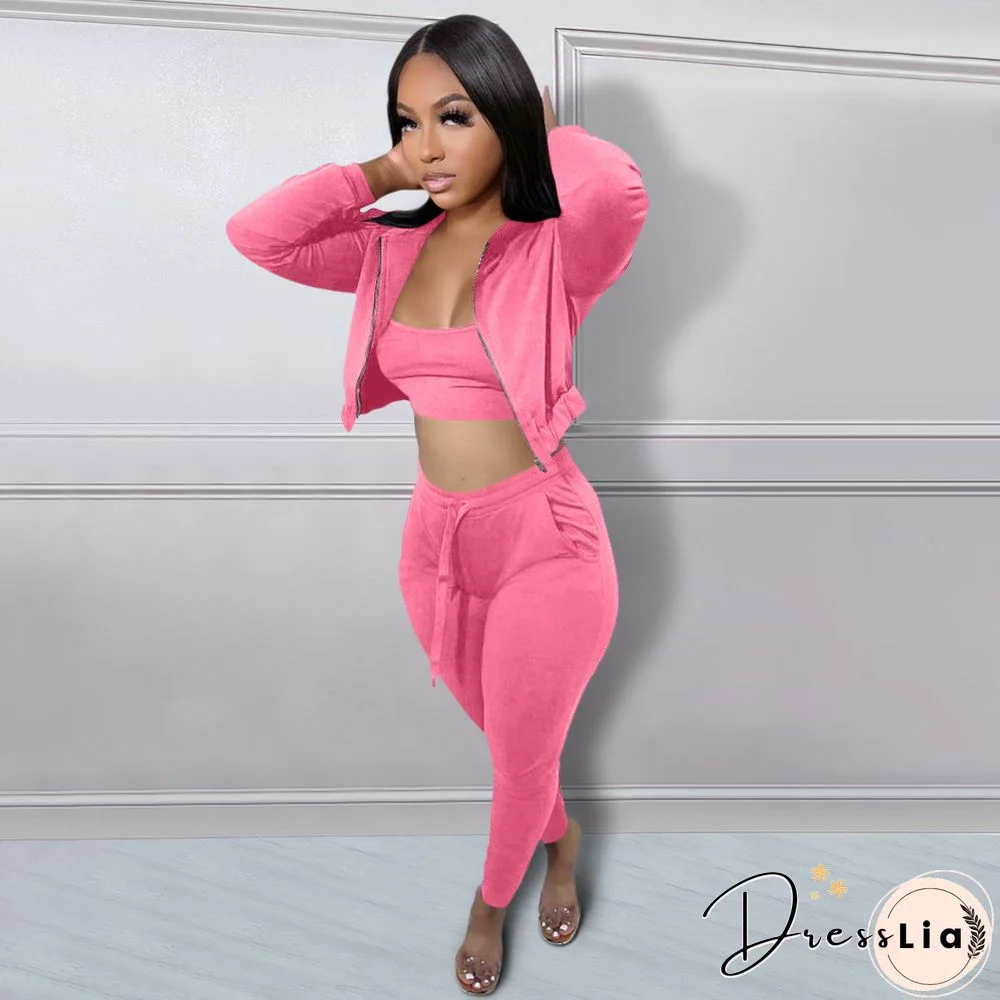 Hoodie Jackets with Tank and Jogger Pants Sweatsuit