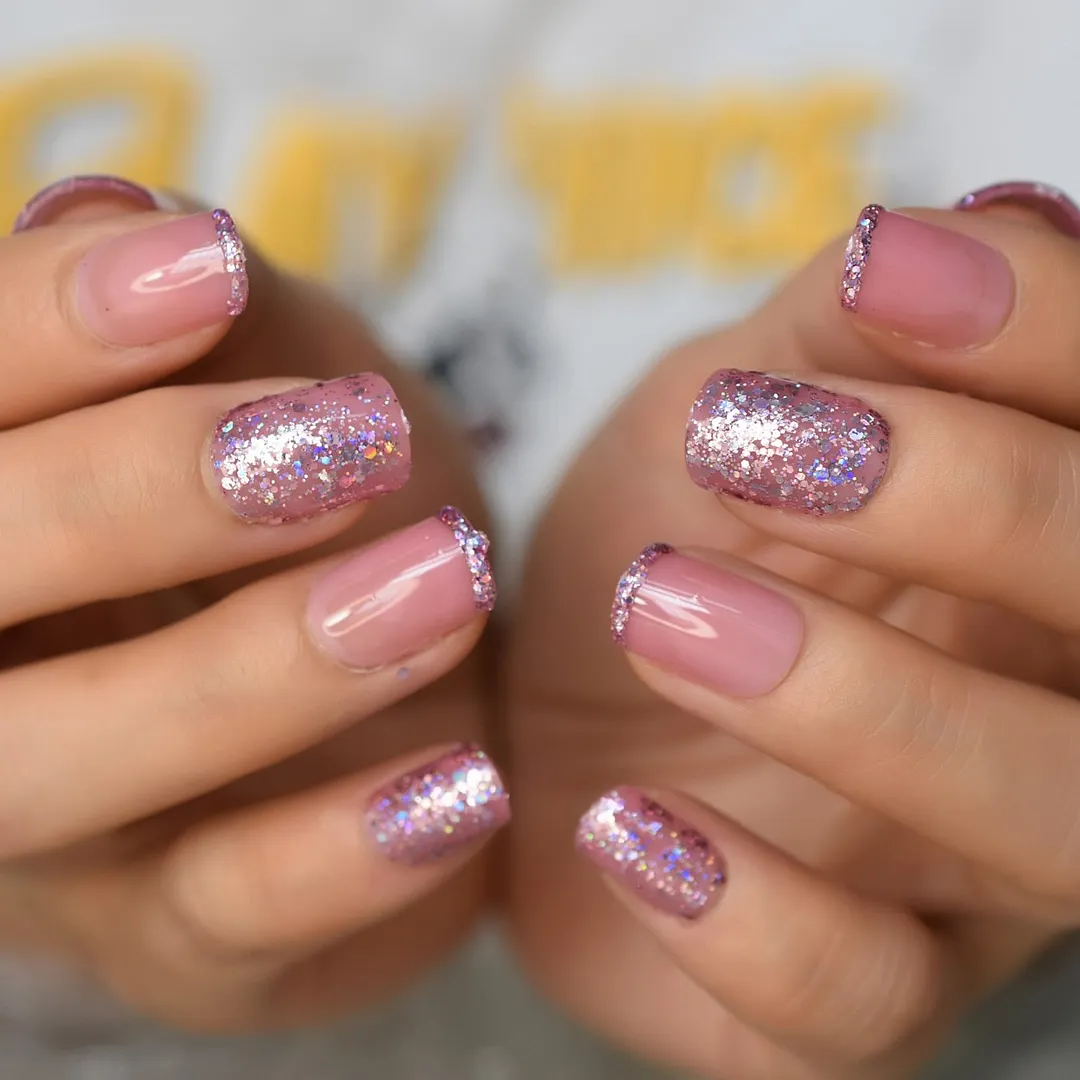 Beige Gradient French Manicure Tips Gorgeous and Classy Natural Fake Nails Faded Nails Designed-Nail Inspo