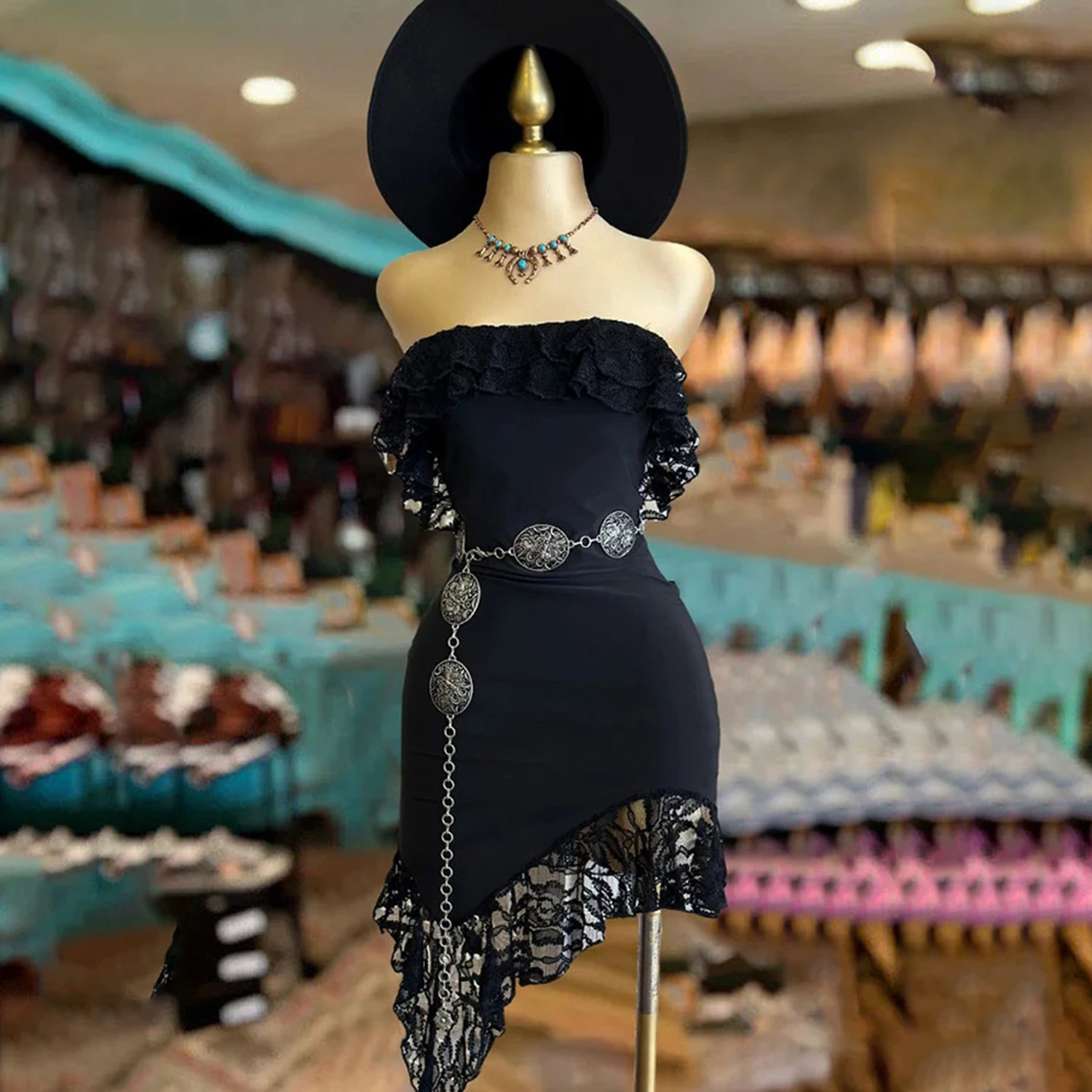 Elegant Black Lace Corset Dress