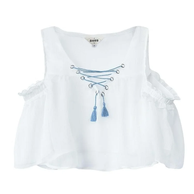 White Sweet Off-Shoulder Loose Shirt SP179878