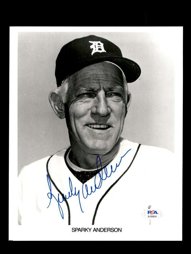 Sparky Anderson PSA DNA Coa Signed 8x10 Photo Poster painting Tigers Autograph 4