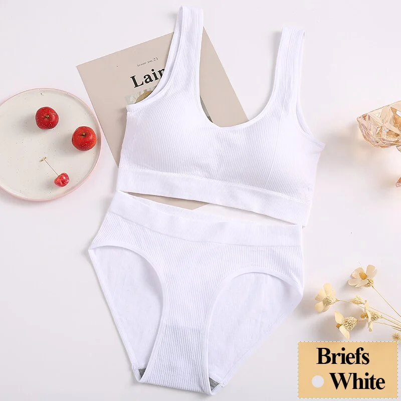 Women Bra Set Female Tube Tops Tank + Panties Vest U-Shaped Back Underwear Seamless Lingerie Female Bralette Backless Crop Tops