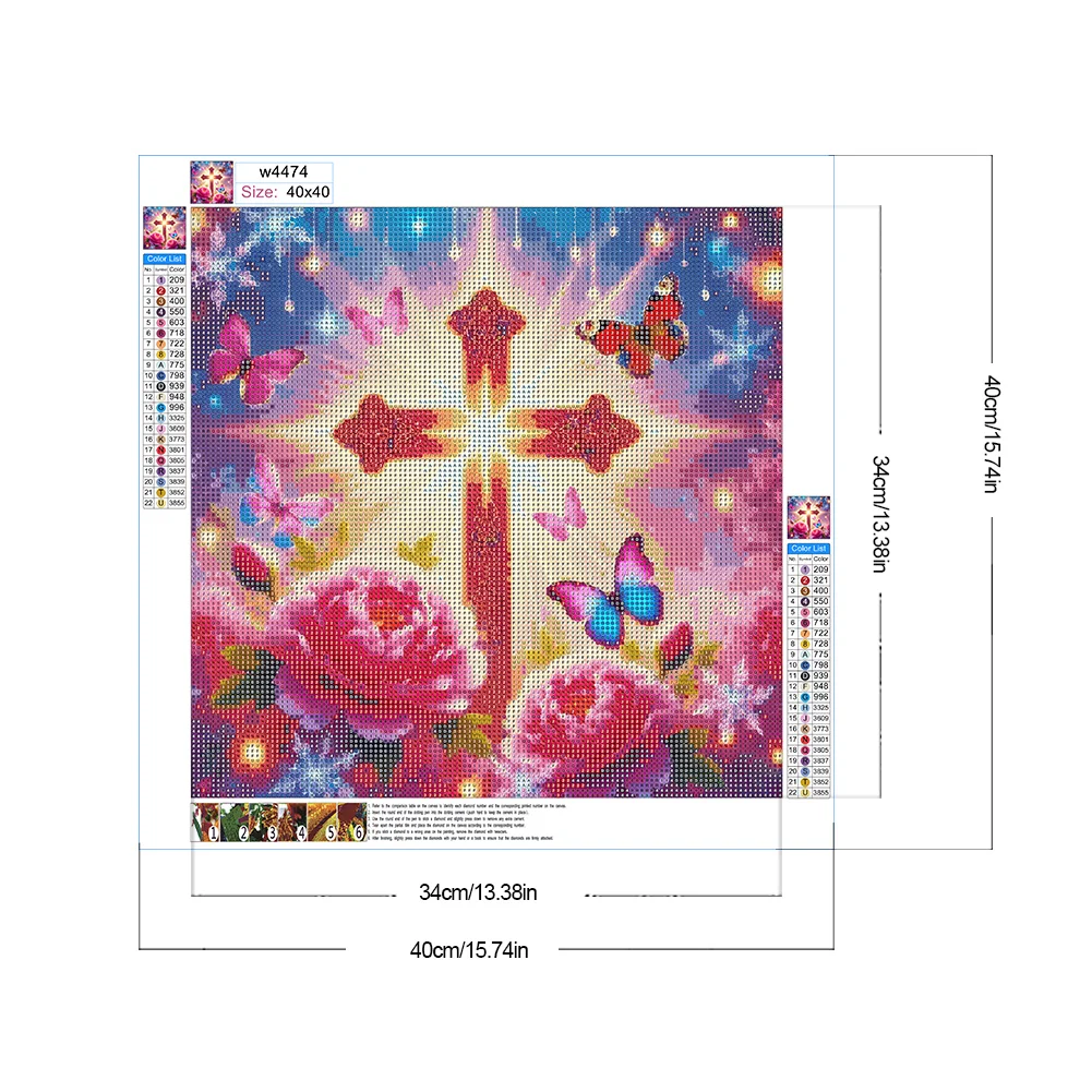 Diamond Painting - Full Round Drill - Flower Cross(Canvas|40*40cm)