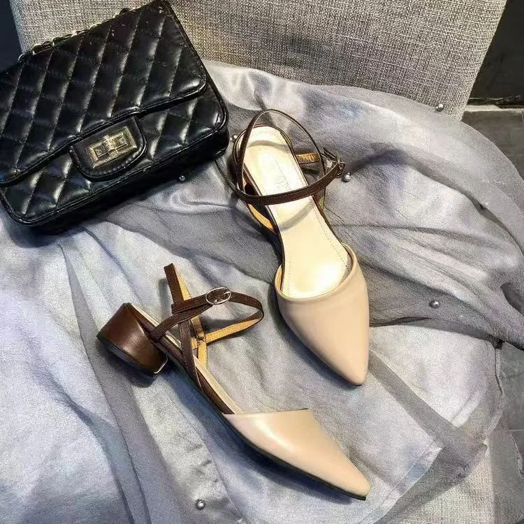 Breakj Breakj Summer New Women's Fairies Coarse Heel One-Word With The Back Of The Air Cool Evening Shoes Single Shoes