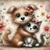 (Multi-Style) Colored Pencil Cat And Dog-11CT Stamped Cross Stitch 45*45cm/17.72*17.72in