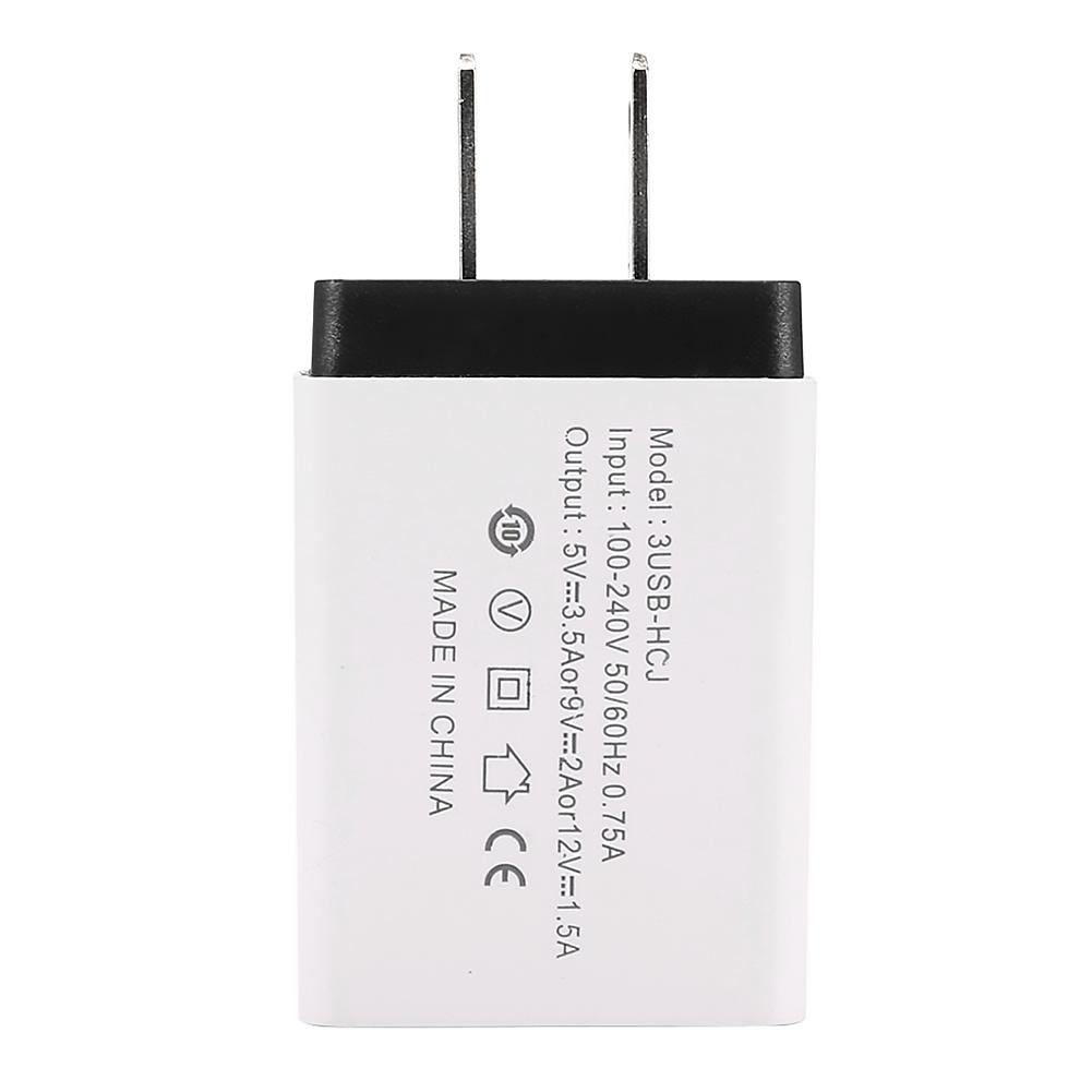 

3 Ports USB Travel Wall Charger 5V 2A Fast Charging Charger US Plug (Black, 501 Original