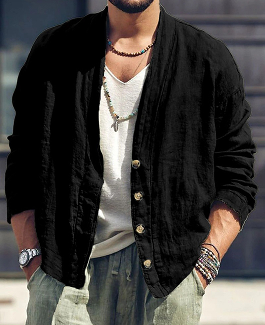 Vacation Single Breasted Long Sleeve Plain Cardigan Coat