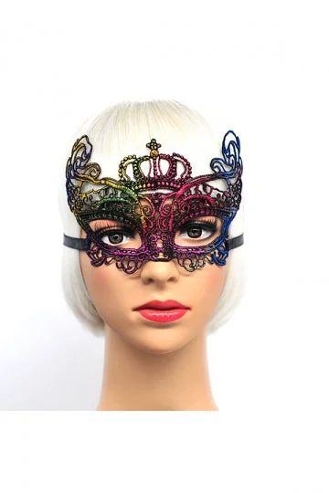 Crown Gilding Lace Half Face Eyes Mask For Halloween Masquerade Party-elleschic