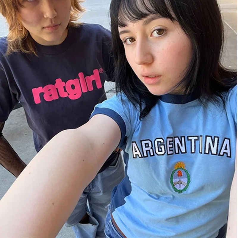 Athvotar Athvotar Summer New Sexy Y2K Top Women's Retro T-Shirt T-Shirt Casual T-Shirt