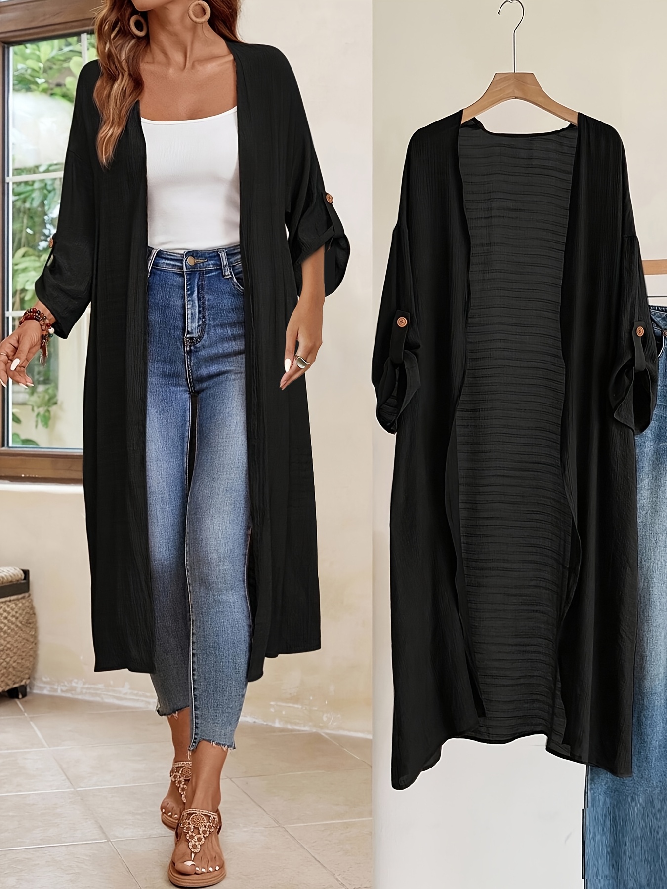 Elegant Women's Solid Color Long Sleeve Cardigan Collar Shirt | Loose Fit, Machine Washable & Dry Cleanable, Non-Transparent Casual Chic Blouse For Spring Summer | IFYHOME