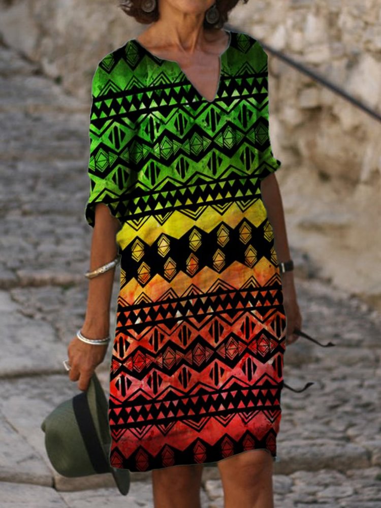 Black Pride Ethnic Gradient Art Midi Dress