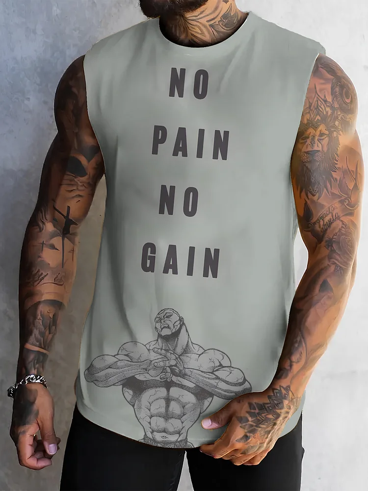 Men's No Pain No Gain Printed Workout Tank Top