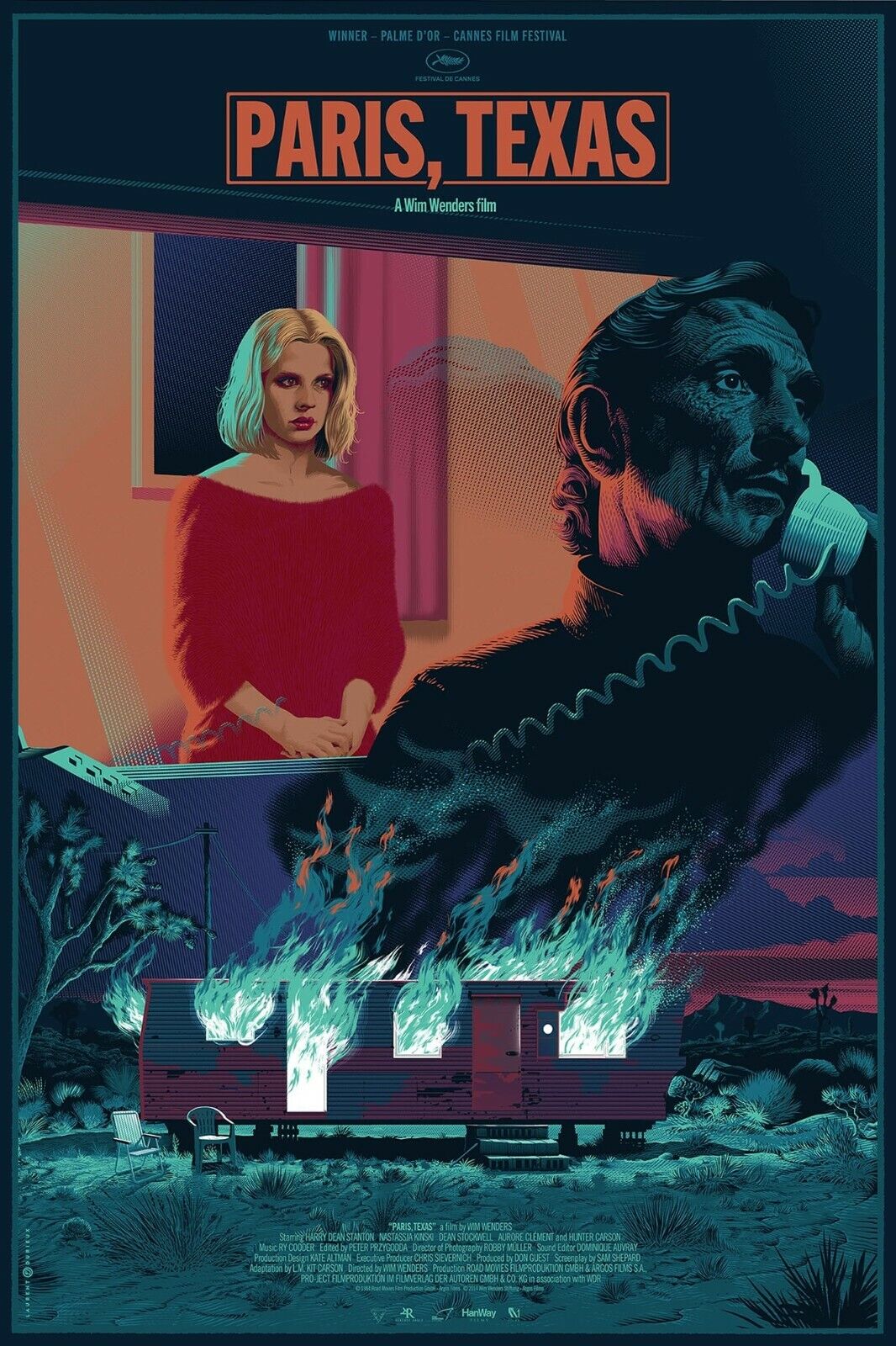 LAURENT DURIEUX - PARIS, TEXAS Variant Screen Print Poster /130 Wim Wenders