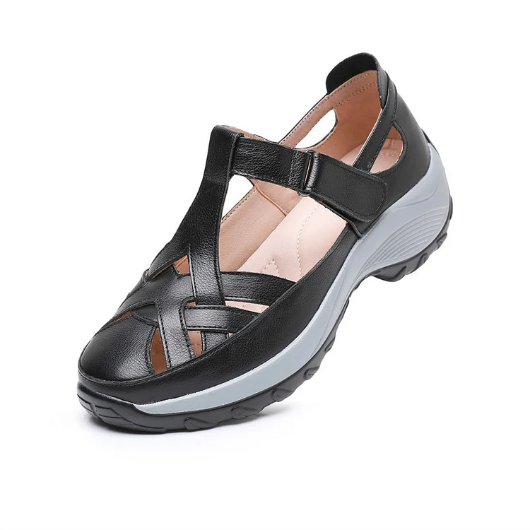 Leather Casual Retro Women's Sandals Leather Hollow Out Women's Shoes Radinnoo.com