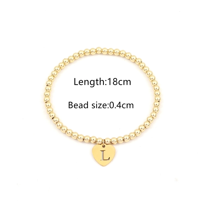 304 Stainless Steel Copper Beaded Letter Heart Shape Bracelets