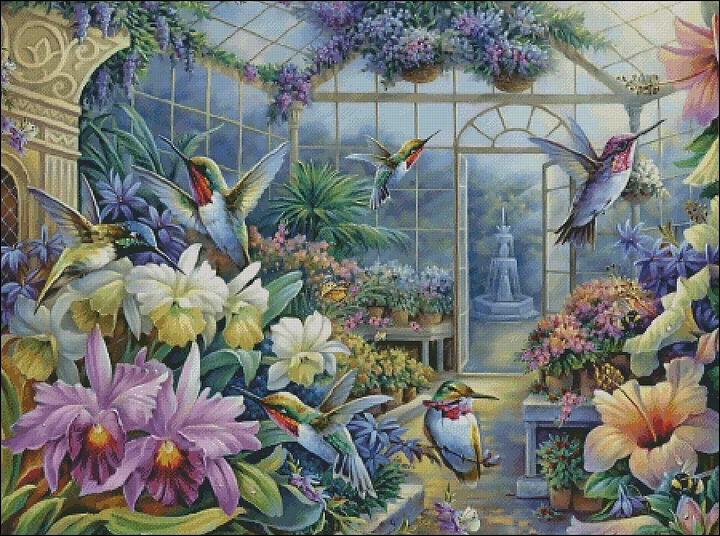 PDF】[JJ1313-Hummingbird and Garden]_ 19.80_ Painting Fairy Cross